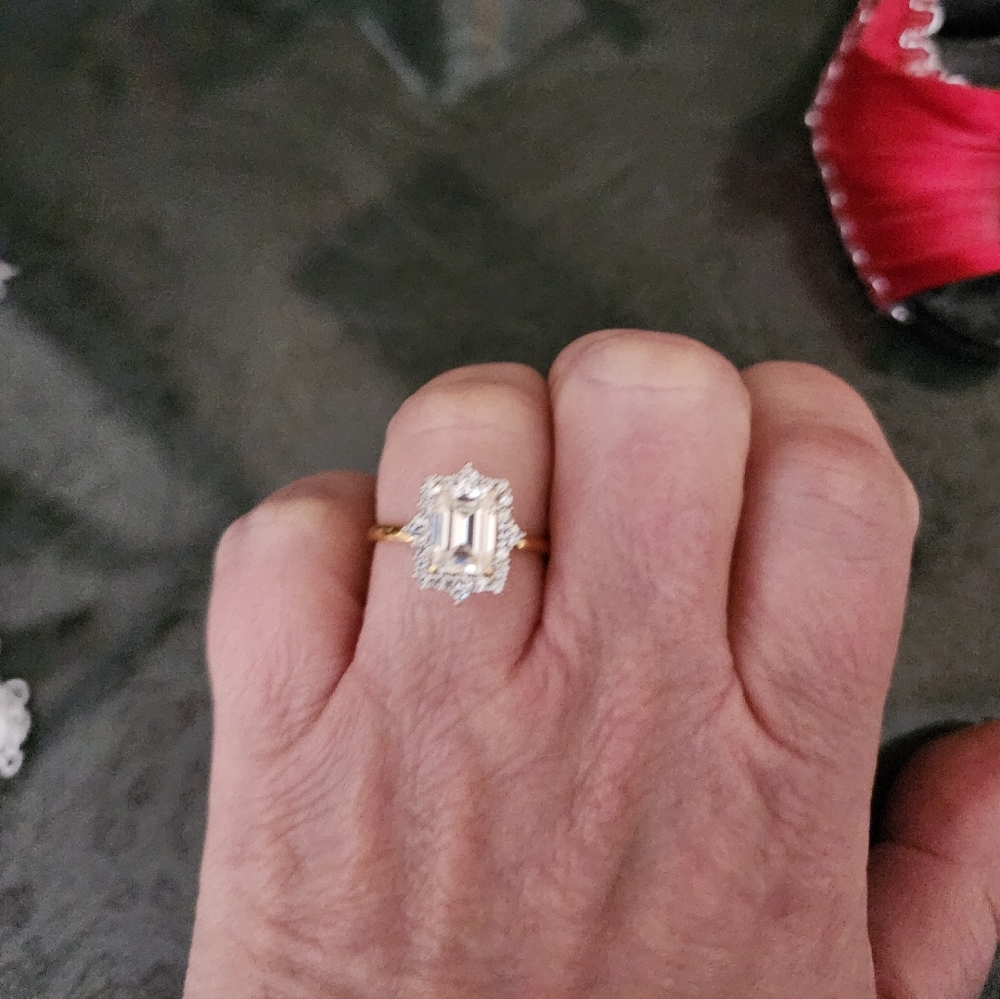 Jameson Emerald Cut Lab Diamond Ring in Gold and Silver - Picture 4 of 5